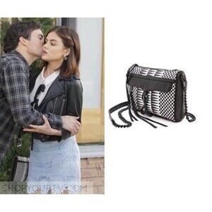 RARE Rebecca Minkoff Leather Crossbody Bag TV Show Studded Checkered Black White